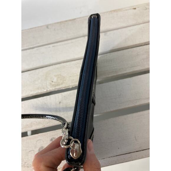 COACH SMALL NAVY PATTON LEATHER WRISTLET, WALLET - Picture 3 of 8